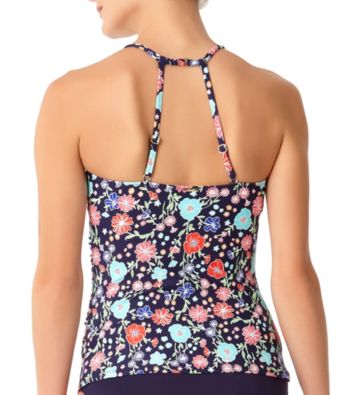 Anne Cole High Neck Floral Pattern Tankini Top